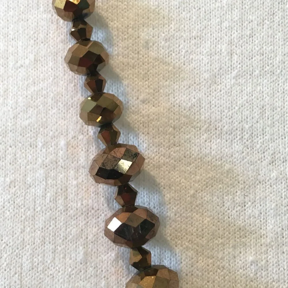Handmade Tassel Necklace 33in Bronze Metallic Coated Glass Beads